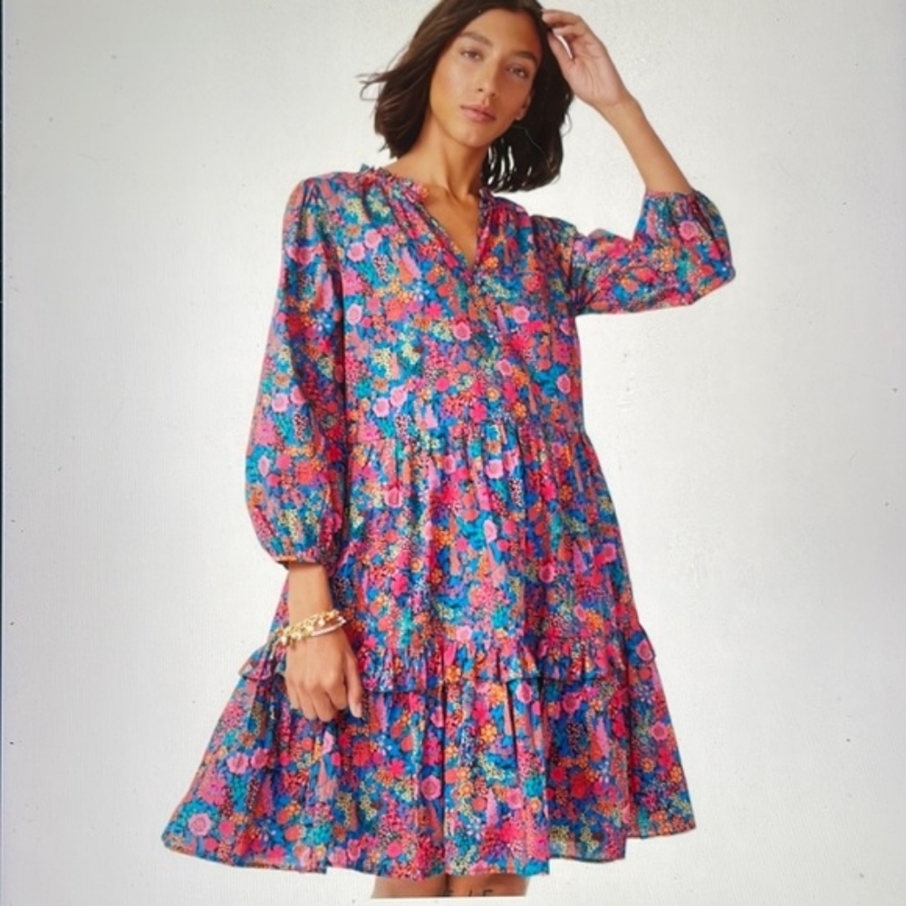 J. Crew Vibrant Floral Long Sleeve Dress